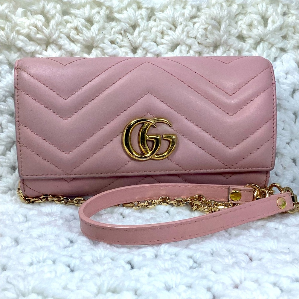 SOLD Gucci marmont pink nude chain wallet